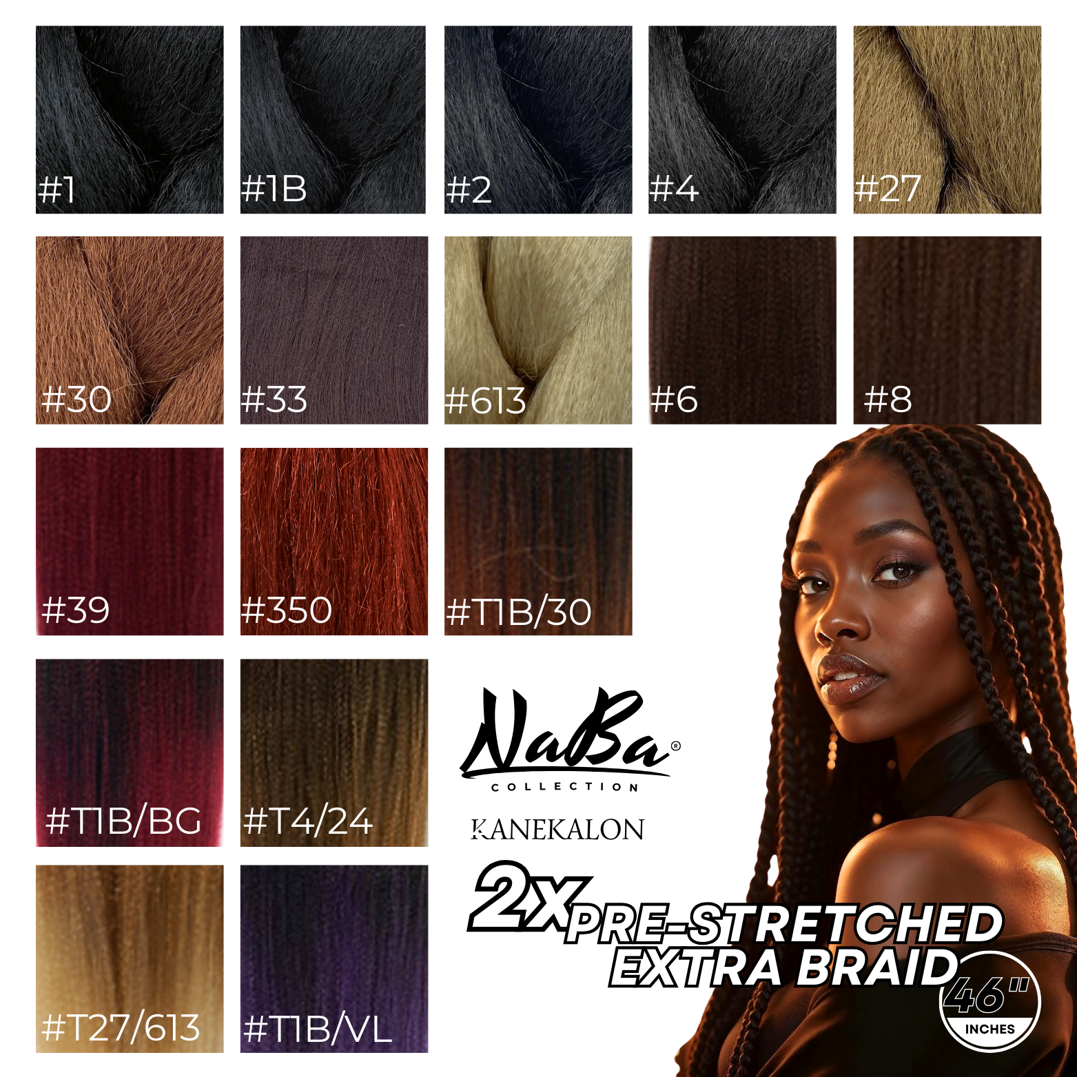 Naba Collections - Pre-Streched Braid 46"