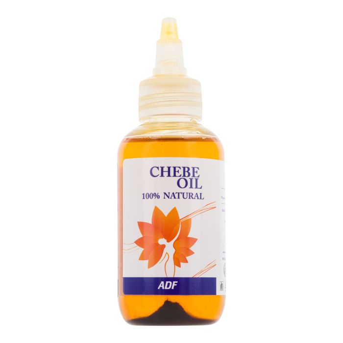 Bottle of ADF Huile de Chebe with a white label on a white background by ABS France Wholesale