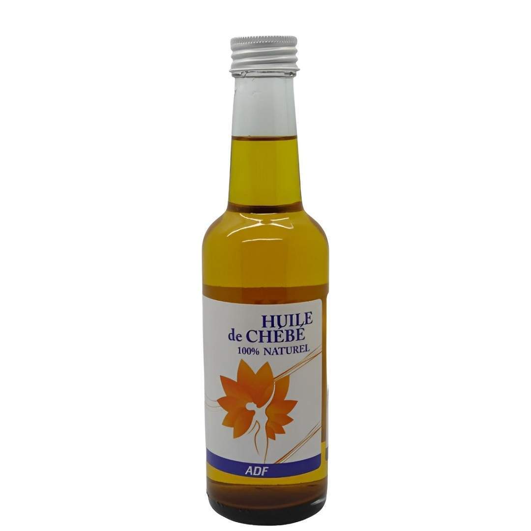 Bottle of ADF Huile de Chebe with a white label on a white background by ABS France Wholesale
