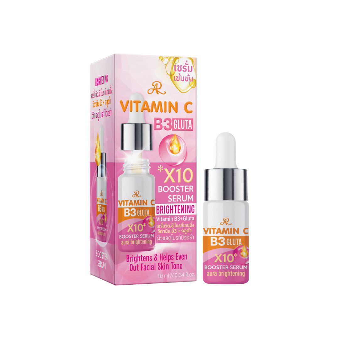 AR Vitamin C B3 Gluta x10 Booster Brightening Serum with packaging on a white background