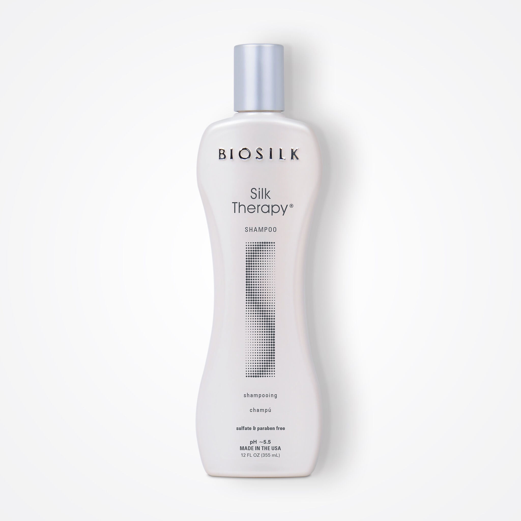 BioSilk Silk Therapy shampoo bottle on a white background