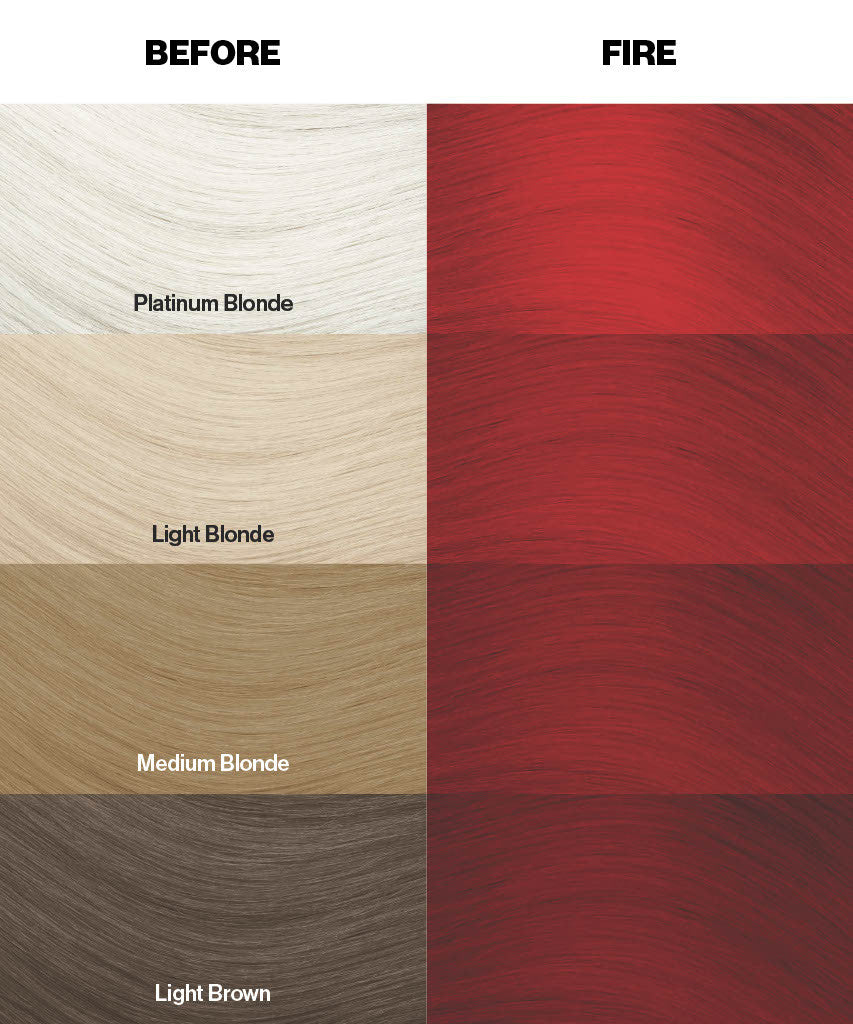 Color swatches of Crazy Color Fire 56 hair dye by ABS France Wholesale