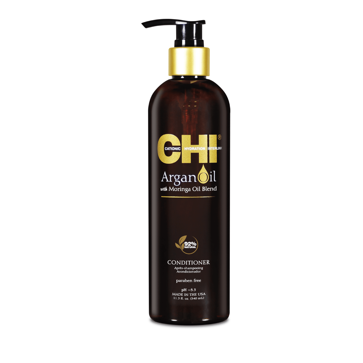 CHI Argan Oil conditioner bottle on a white background