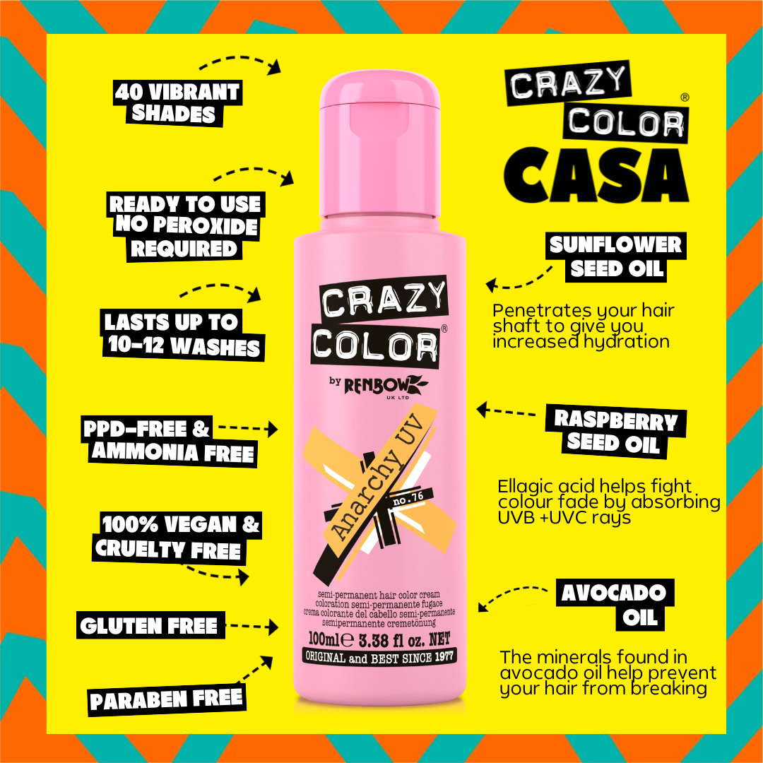 Crazy Color Anarchy UV 76 hair dye bottle by ABS France Wholesale