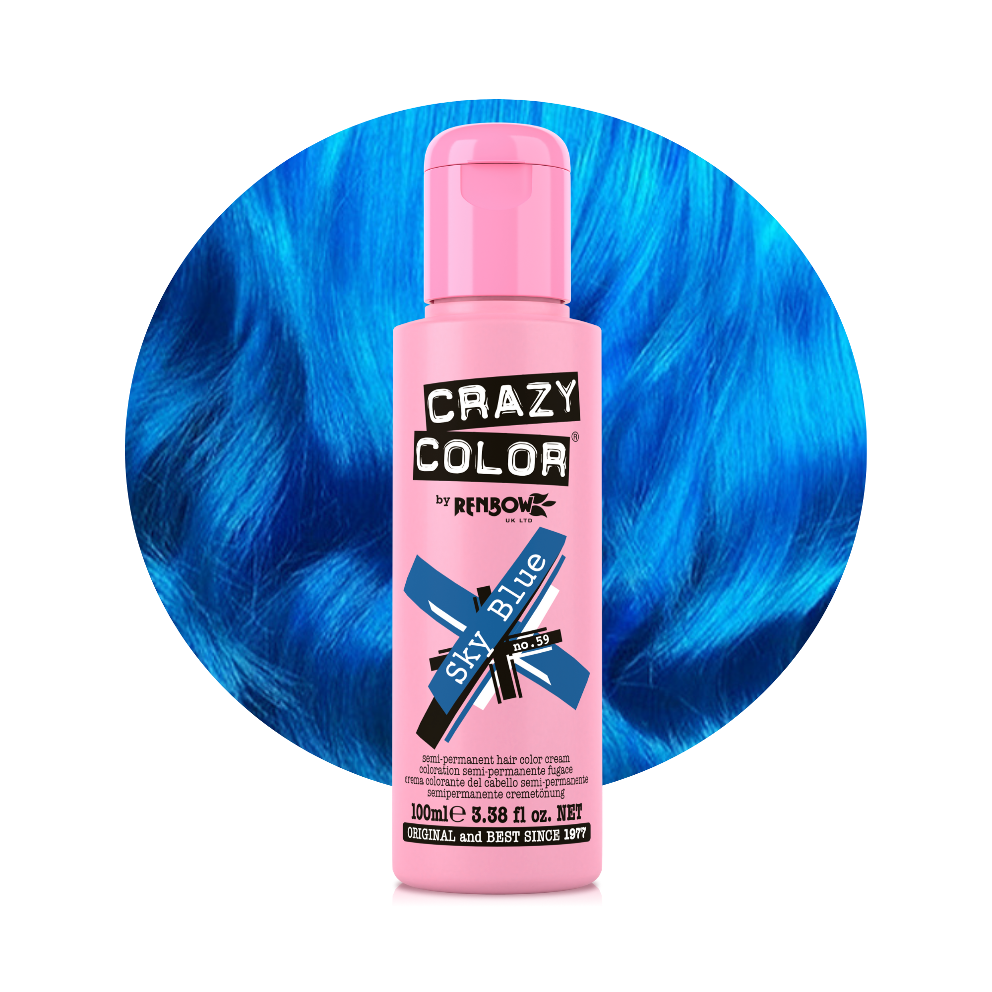 Crazy Color Bleu Ciel (Sky Blue) 59 100ml hair dye bottle by ABS France Wholesale