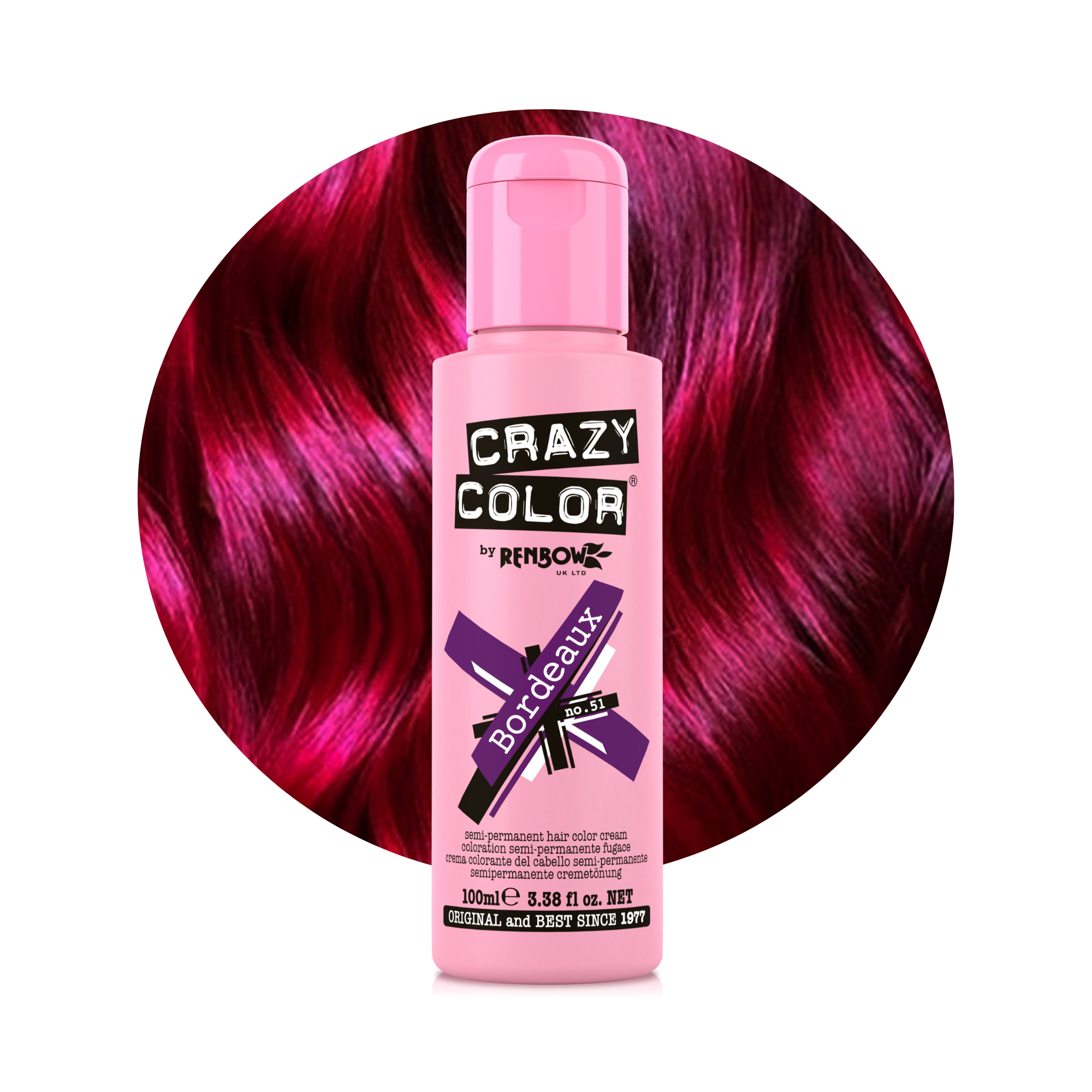 Crazy Color Bordeaux no. 51 100ml hiar dye bottle by ABS France Wholesale