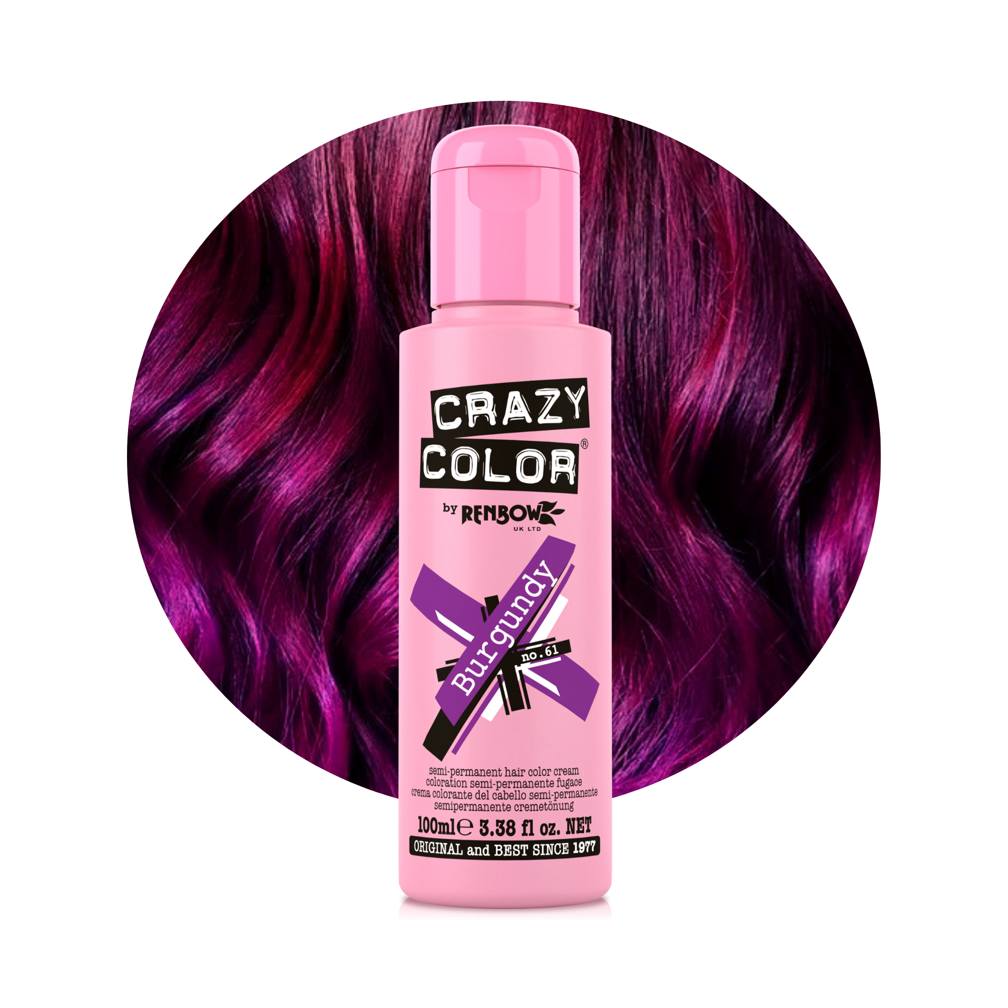 Crazy Color Bourgogne (Burgundy) 61 100ml hair dye bottle by ABS france Wholesale