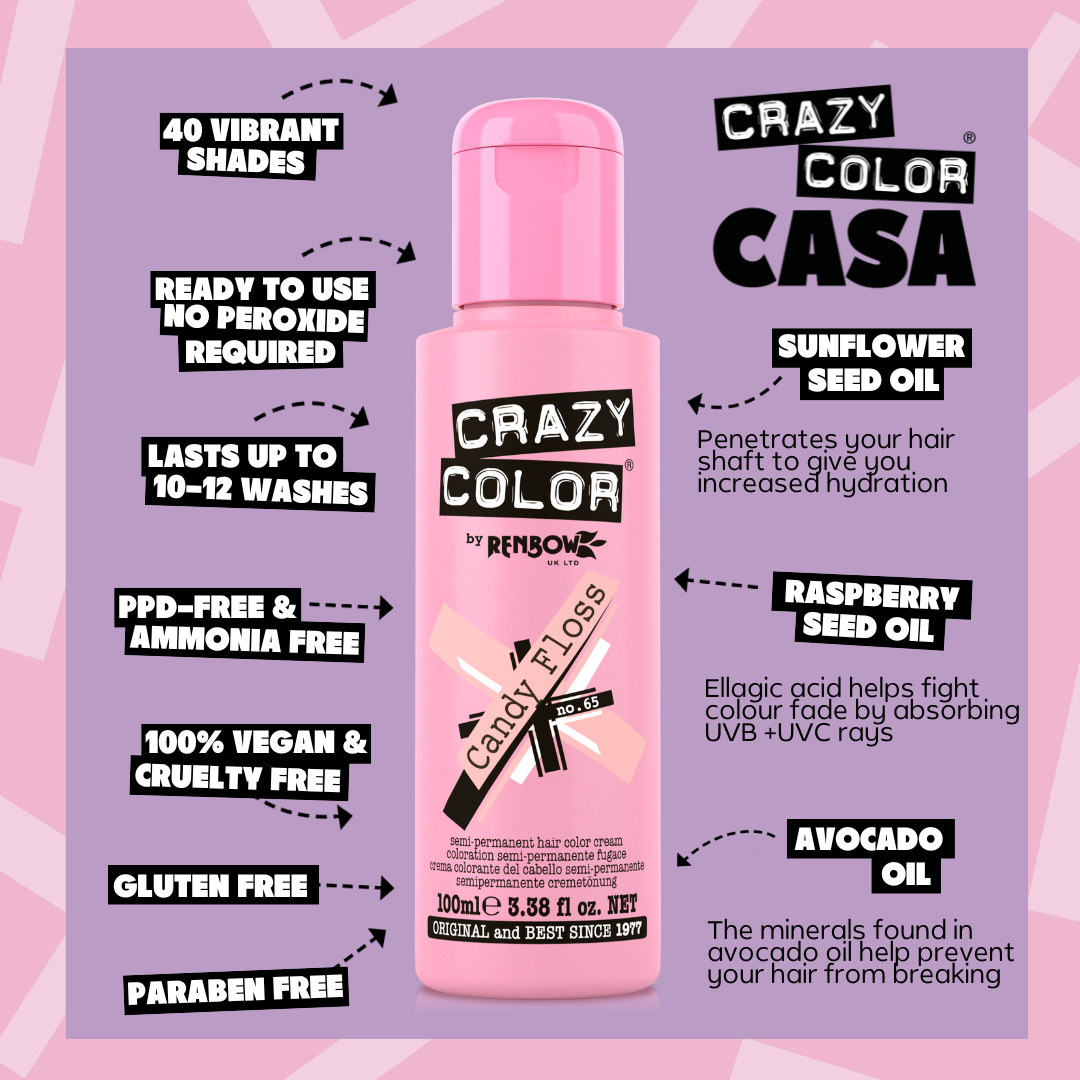 Crazy Color Candy Floss 65 hair dye bottle by ABS France Wholesale