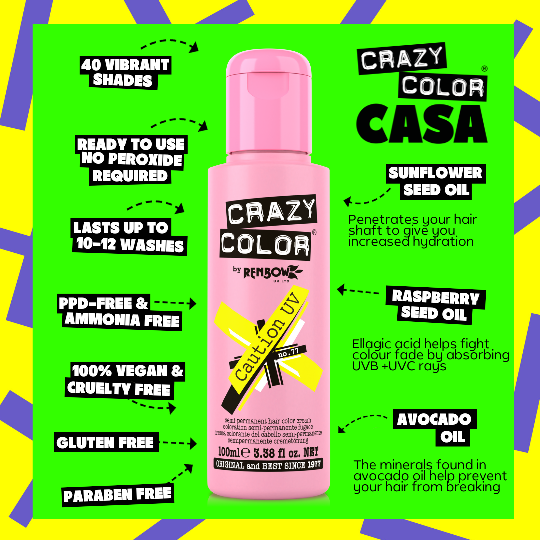 Crazy Color Caution UV 77 hair dye bottle by ABS France Wholesale