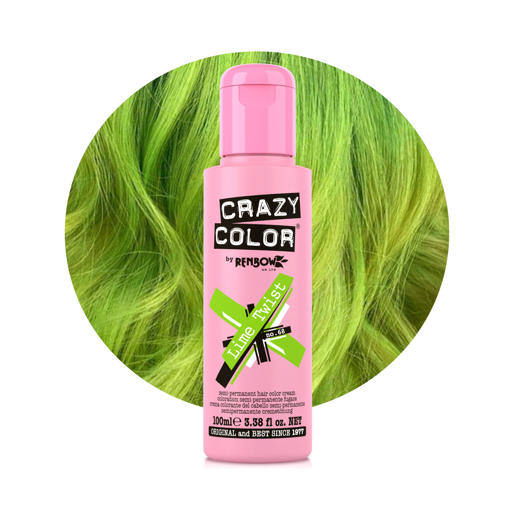 Crazy Color Citron Vert (Lime Twist) no. 68 100ml hair dye bottle by ABS France Wholesale