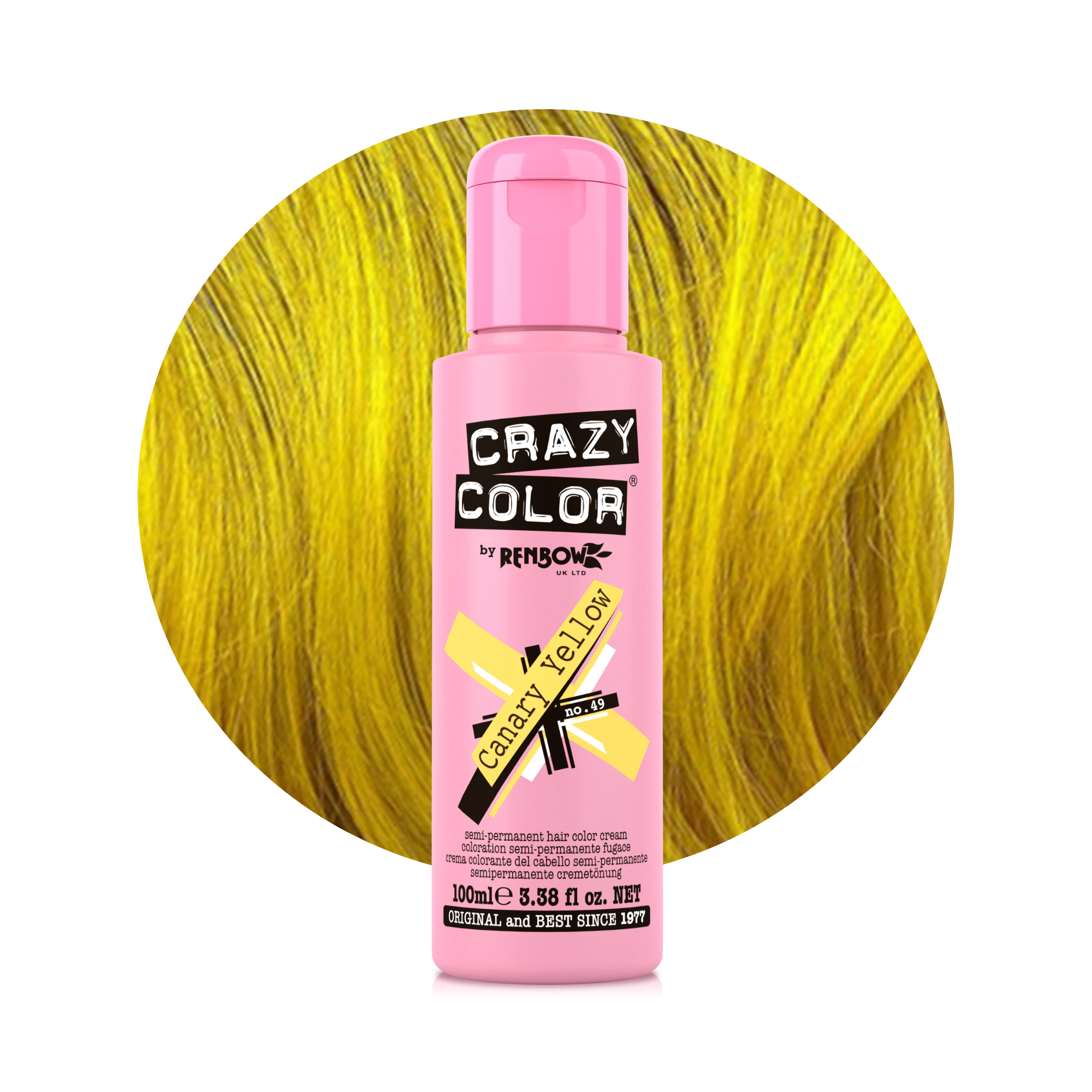 Crazy Color Jaune Canari (Canary Yellow) 49 100ml Hair Dye Bottle By ABS France Wholesale