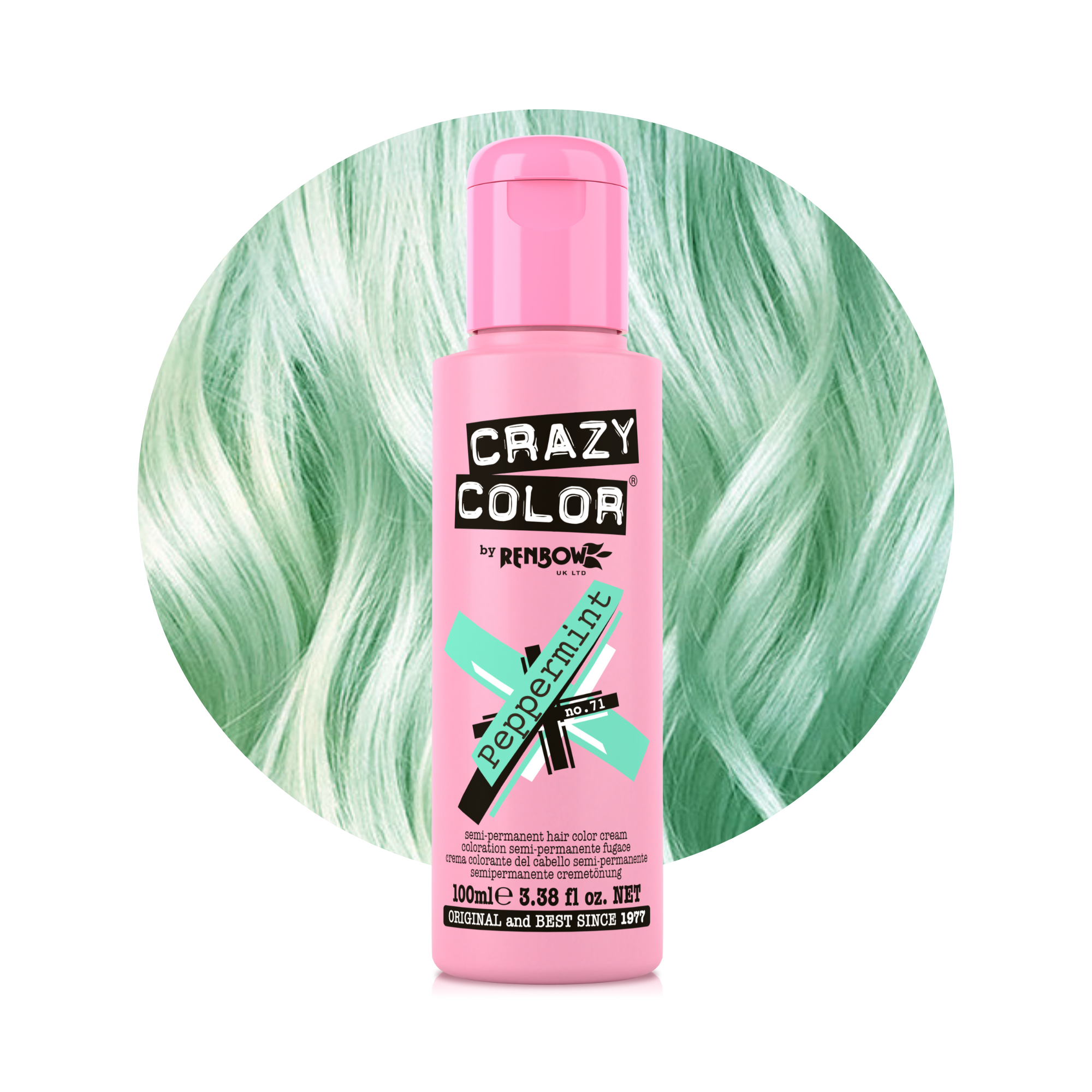 Crazy Color Menthe poivrée (Peppermint) no. 71 100ml hair dye bottle by ABS France Wholesale