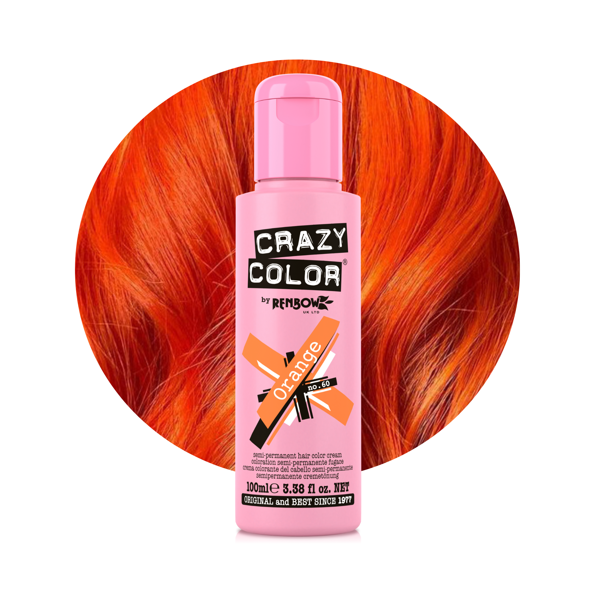 Crazy Color Orange no. 60 100ml dye hair bottle by ABS France Wholesale