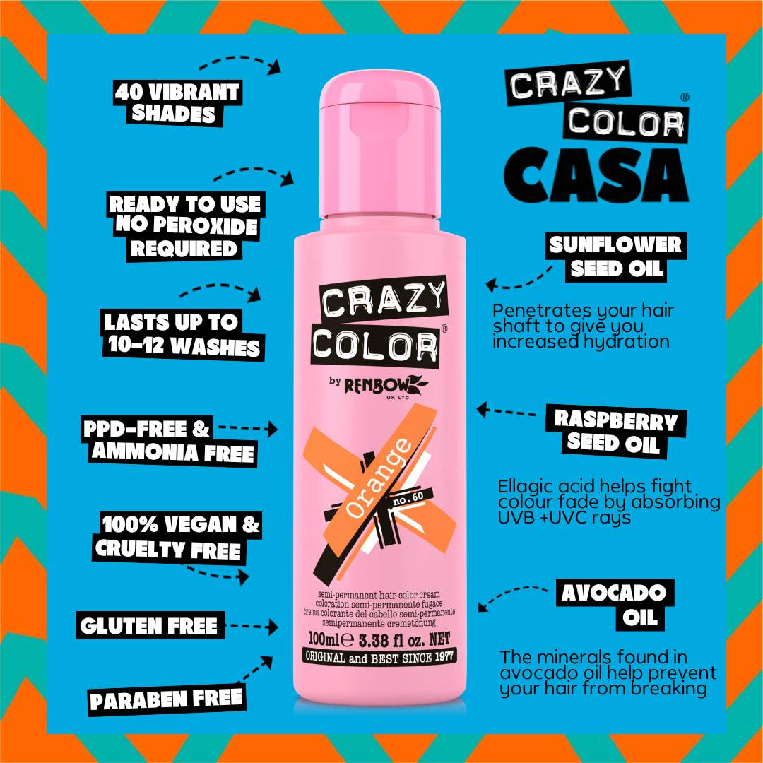 Crazy Color Orange 60 hair dye bottle by ABS France Wholesale