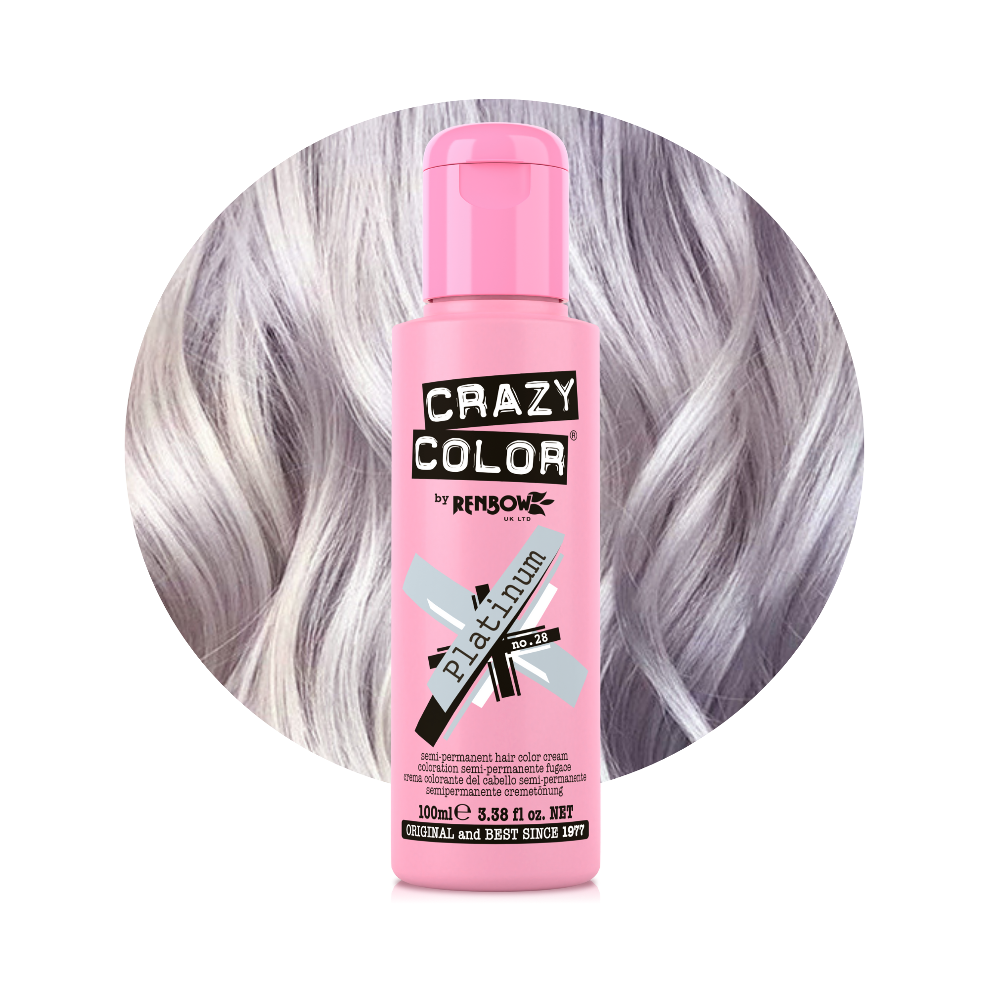 Crazy Color Platine (Platinum) no. 28 100ml hair dye bottle by ABS France Wholesale