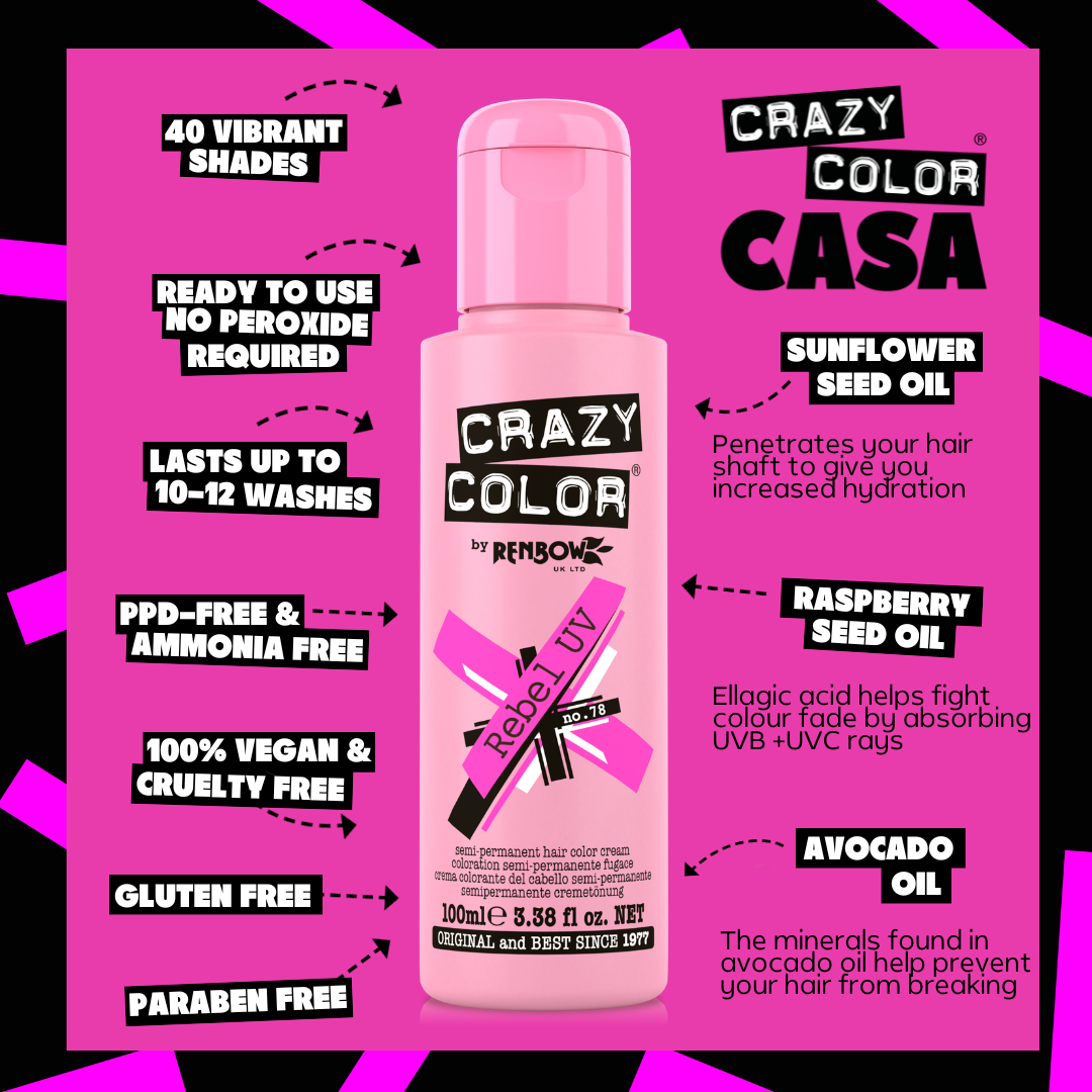 Crazy Color Rebel UV 78 hair dye bottle by ABS France Wholesale