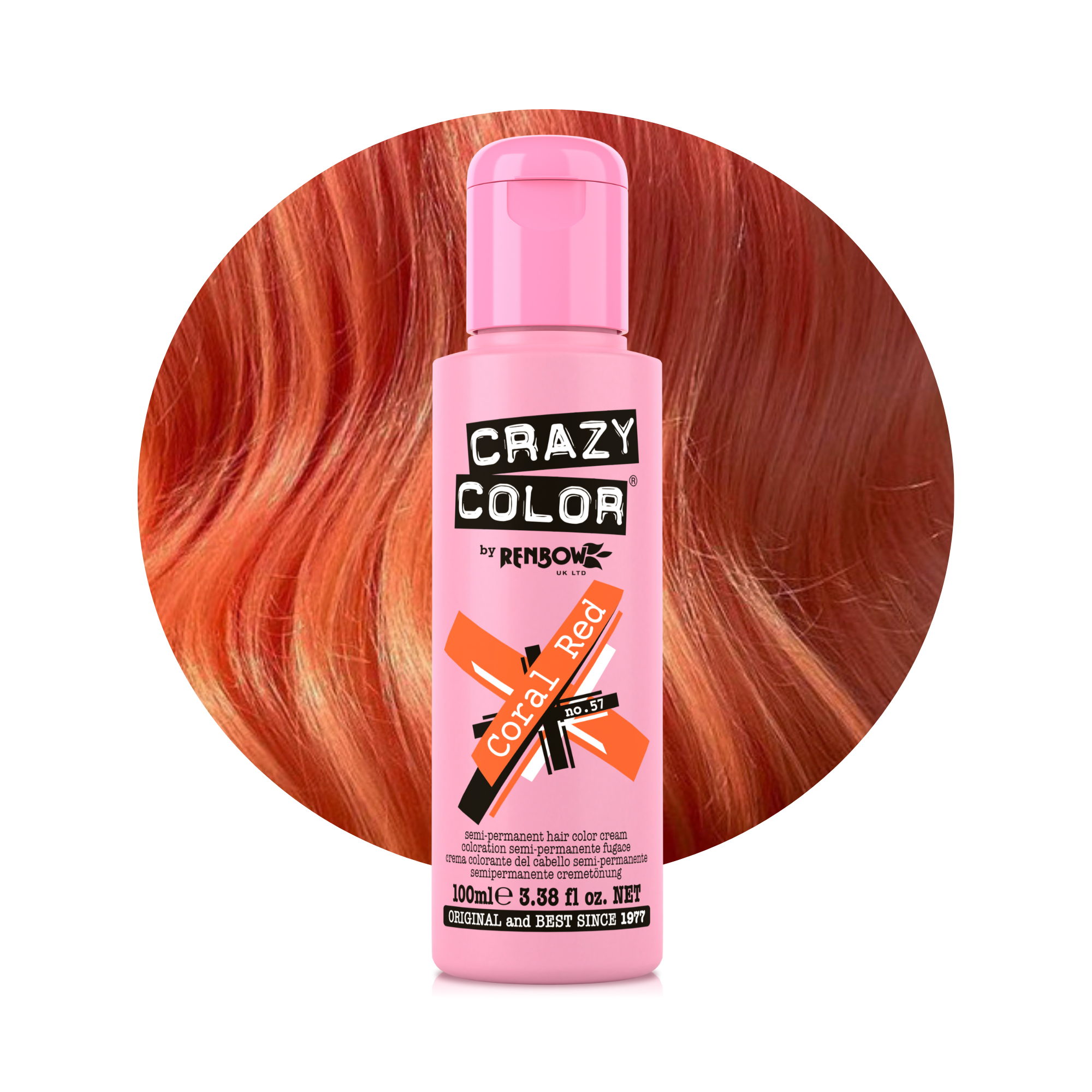 Crazy Color Rouge Corail (Coral Red) no. 57 100ml Hair Dye Bottle by ABS France Wholesale
