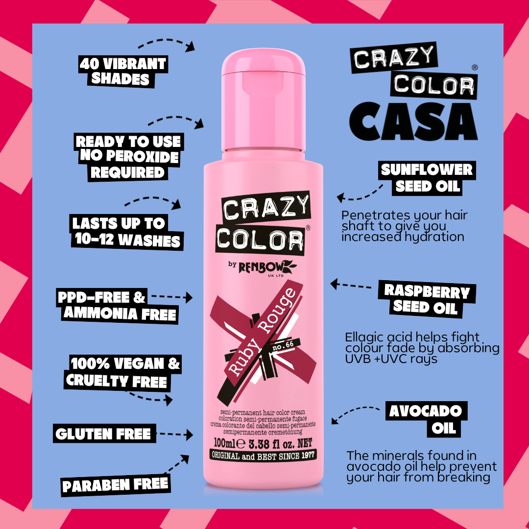 Crazy Color Ruby Rouge 66 hair dye bottle by ABS France Wholesale