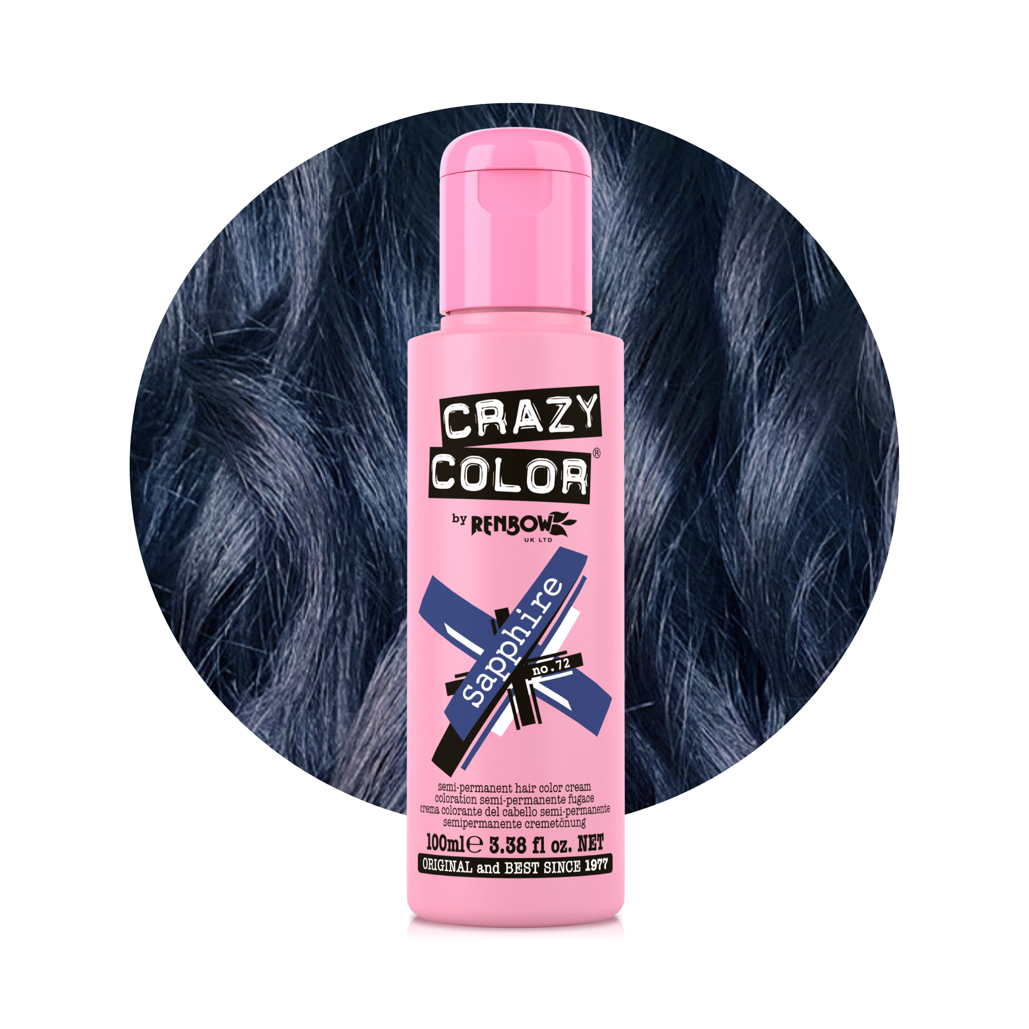 Crazy Color Saphir (Sapphire) no. 72 100ml hair dye bottle by ABS France Wholesale