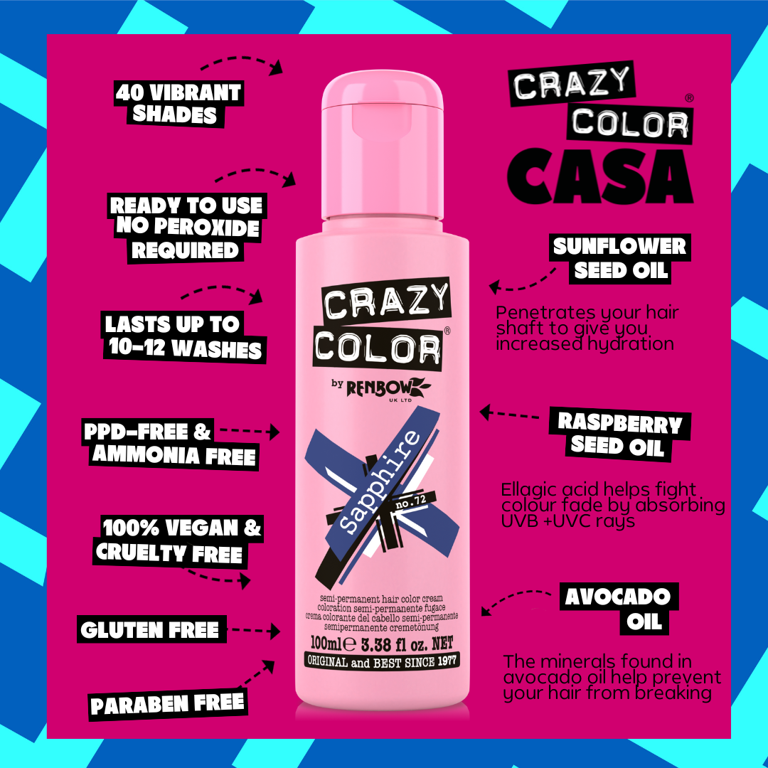 Crazy Color Sapphire 72 hair dye bottle by ABS France Wholesale