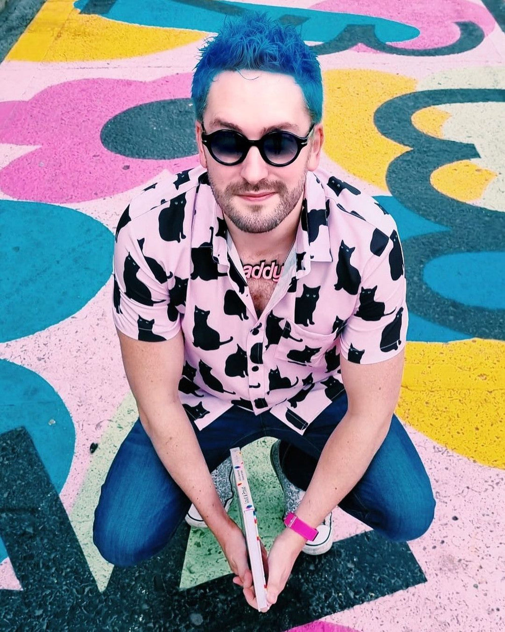 Crazy Color's person with black glasses and sky blue hair by ABS France Wholesale
