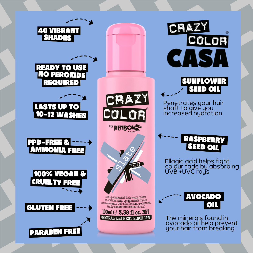 Crazy Color Slate 74 hair dye bottle by ABS France Wholesale