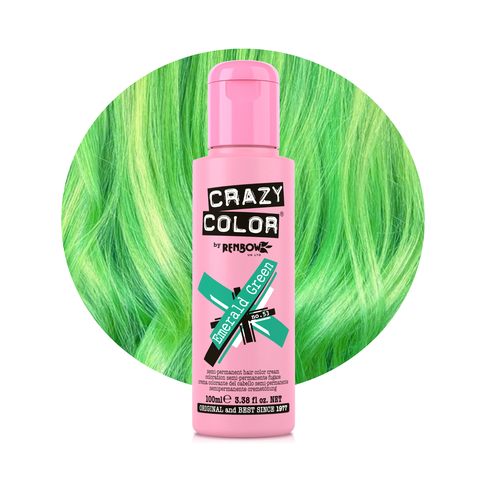 Crazy Color Vert Emeraude (Emerald Green) no. 53 100ml hair dye bottle by ABS France Wholesale