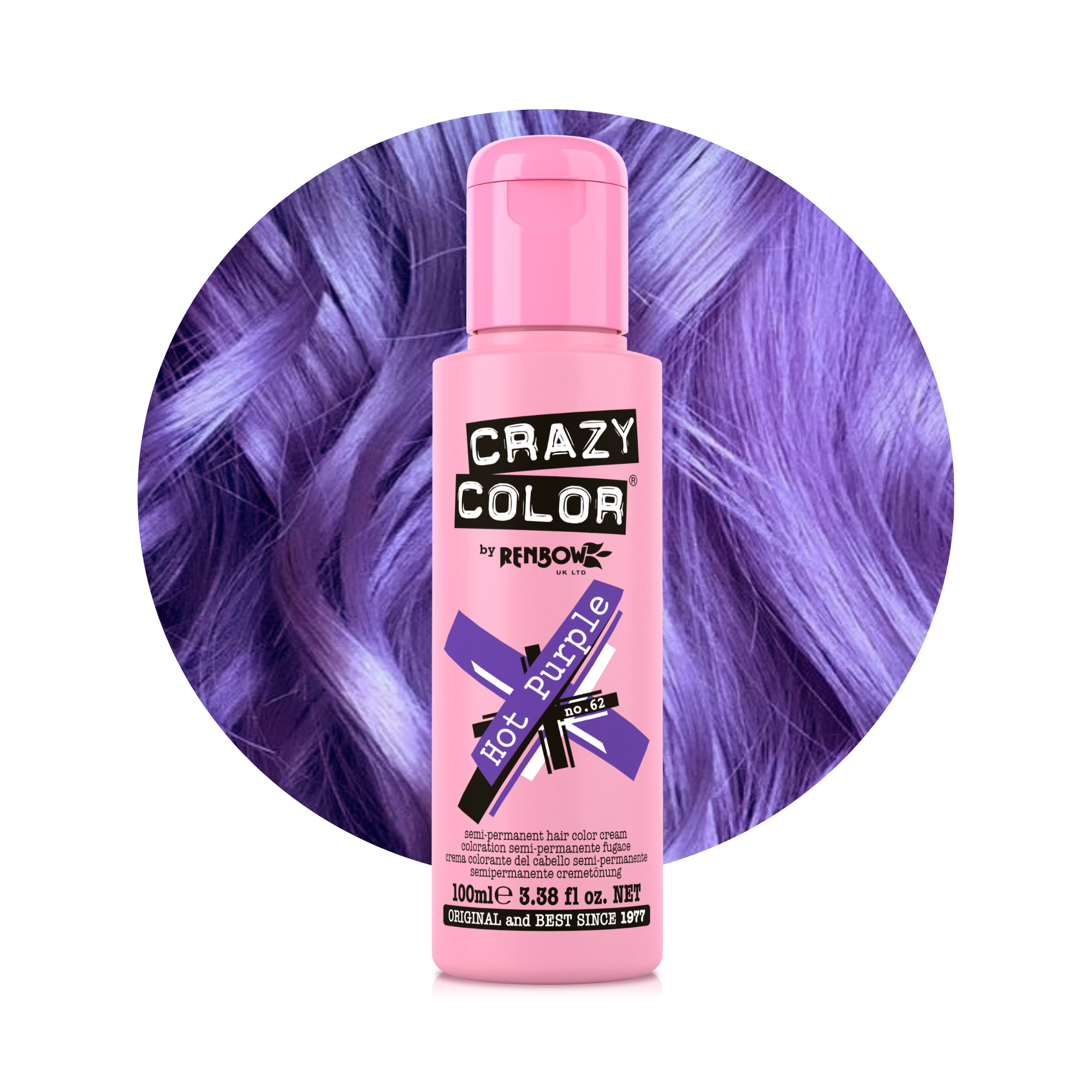 Crazy Color Violet Chaud (Hot Purple) no. 62 100ml hair dye bottle by ABS France Wholesale