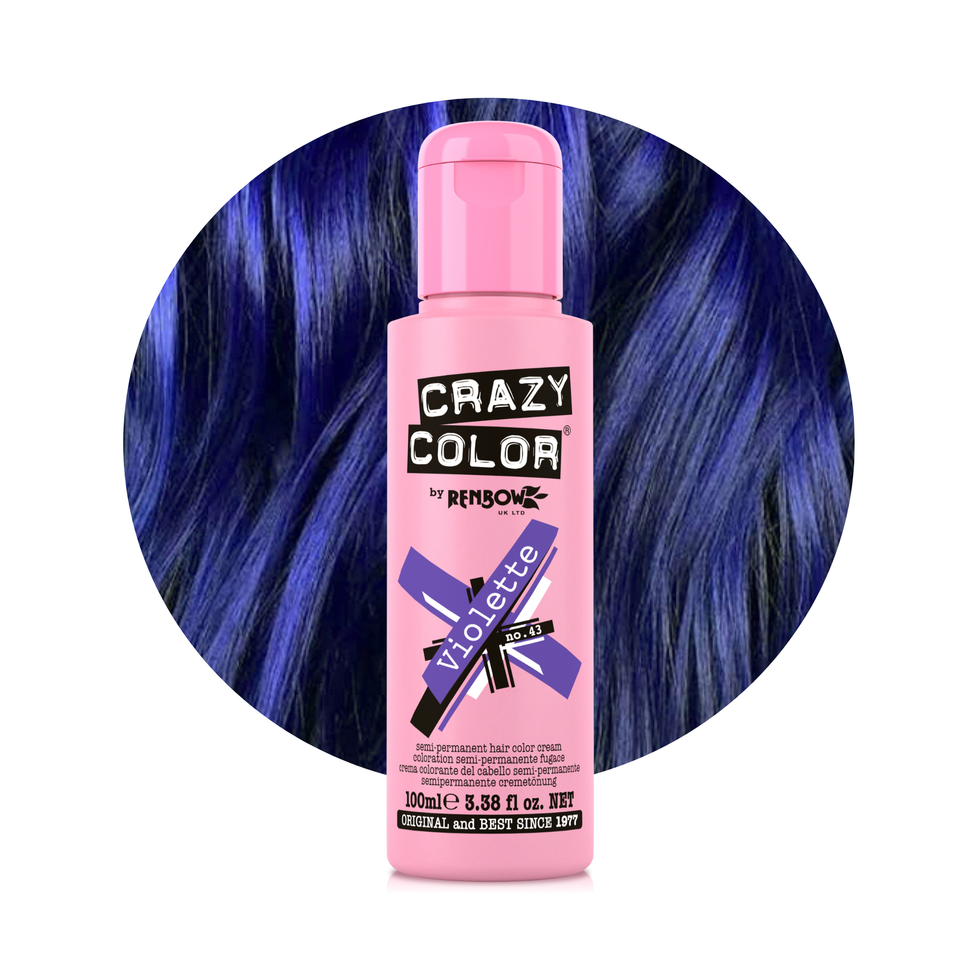 Crazy Color Violette no. 43 100ml hair dye bottle by ABS France Wholesale
