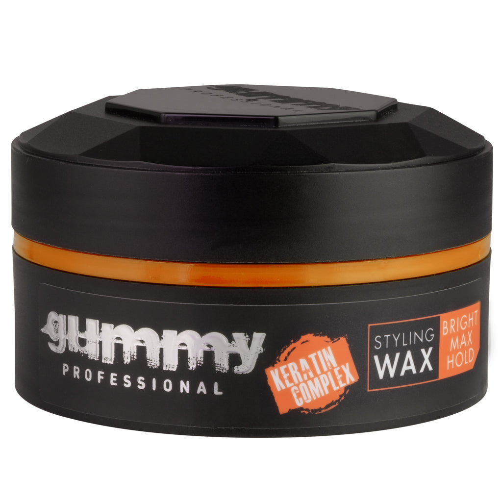 A container of Gummy Professional Keratin Complex Styling Wax in yellow color.