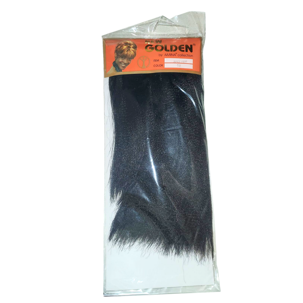 Packaged hair extensions with a visible brand label on a white background