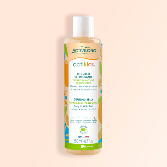 Bottle of Activilong Actilkids Defining Jelly by ABS France Wholesale on a beige background