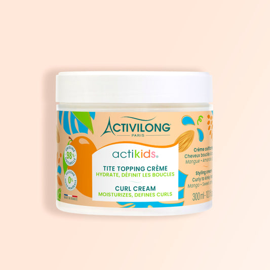 Activilong Actikids Curl Cream jar by ABS France Wholesale on a beige background