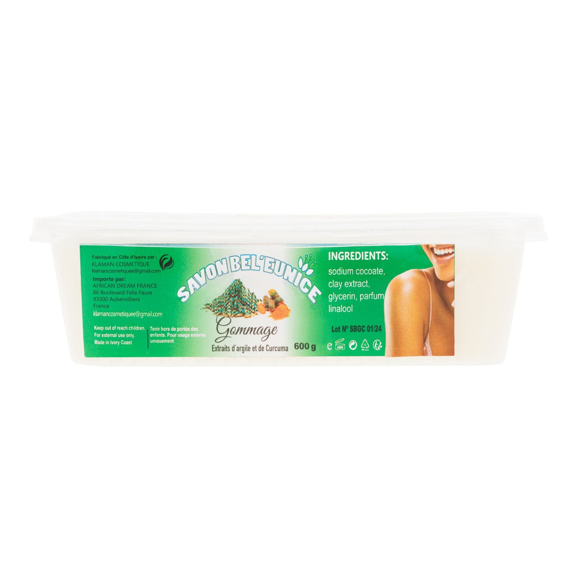 Savon Barquette Bel'Eunice Gommage Extraits d'argile et de Curcuma 600g by ABS France Wholesale