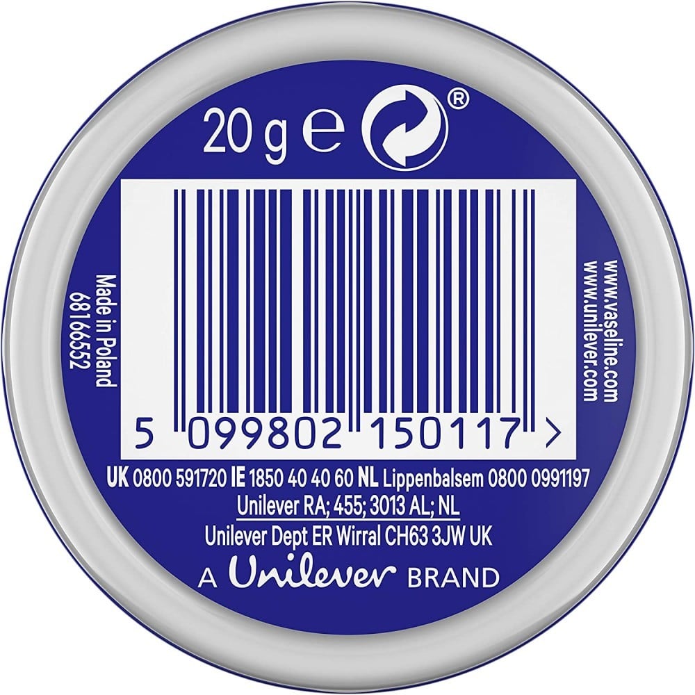 Vaseline Lip Therapy Original Blue Lip Balm Tin Back