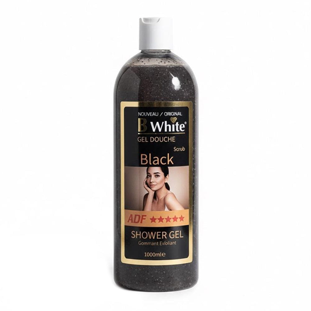 B-White Black Shower Gel bottle on a white background by ABS France Wholesale