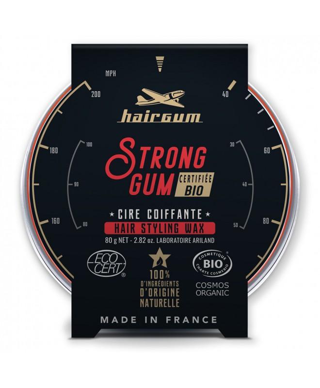 HAIRGUM STRONG GUM  cire coiffante  Certifié BIO  80G COSMOS  ORGANIC Nouveau