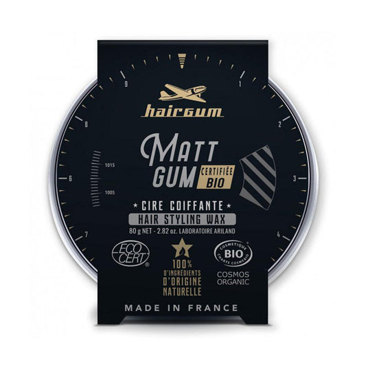 HAIRGUM MATT GUM  cire coiffante Certifié BIO  80G COSMOS  ORGANIC Nouveau