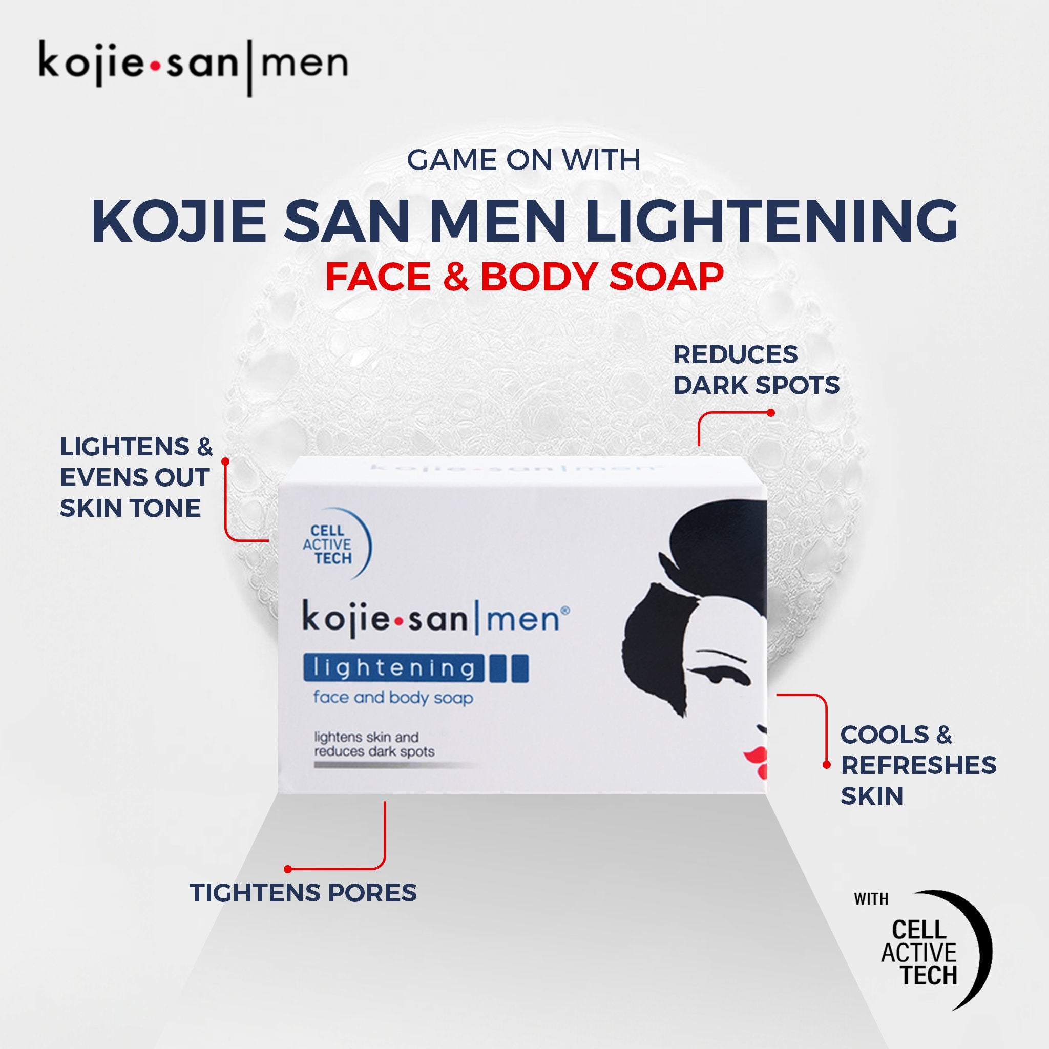 Kojie San Men Savon Éclaircissant pour le visage et le corps 135g