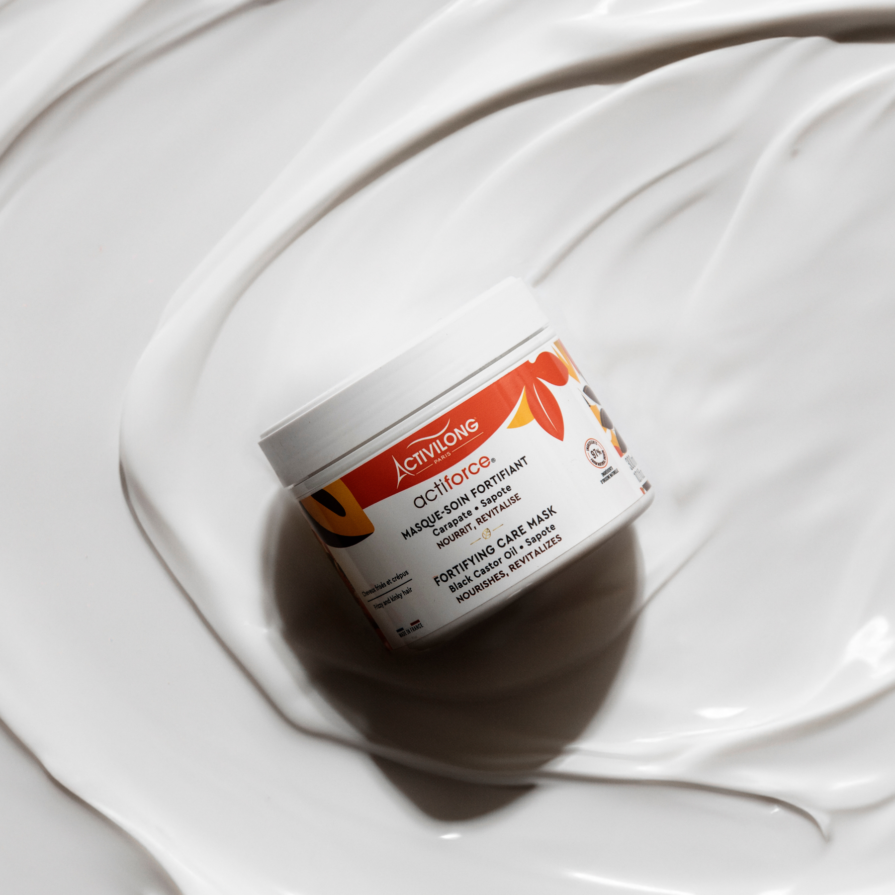 Jar of ACTIVILONG ACTIFORCE Masque 300ml by ABS France Wholesale on a white textured surface